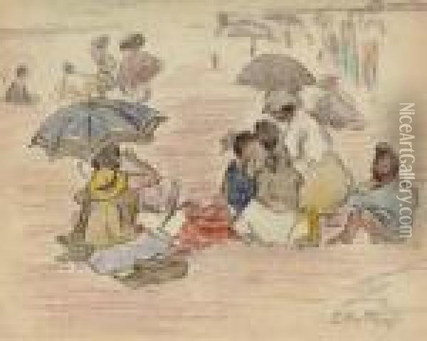 A Day At The Beach Oil Painting - Edward Henry Potthast