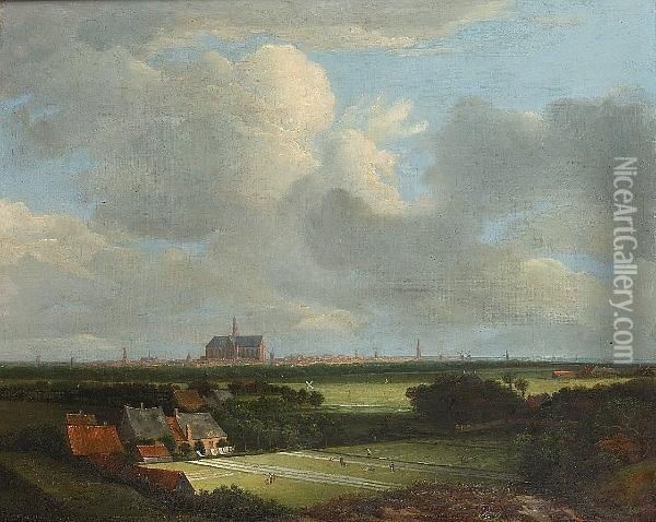 A View Of Haarlem With Bleaching Fields Oil Painting - Jacob Van Ruisdael