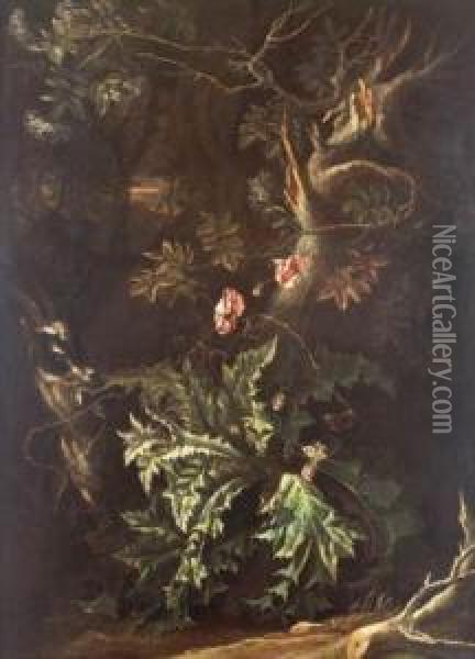 Cardo Y Flores En Un Paisaje Oil Painting - Abraham Jansz Begeyn