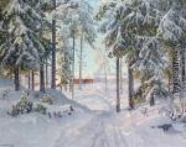 Vinterdag I Filipstads Bergslag Oil Painting - Anshelm Schultzberg
