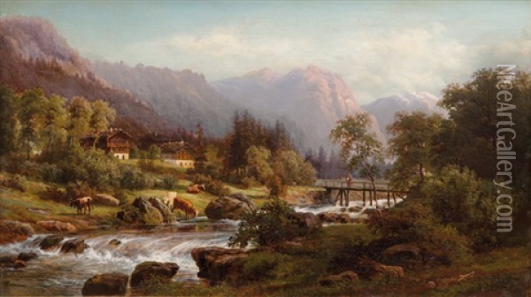 Zillertal Oil Painting - Franz August Otto Krueger