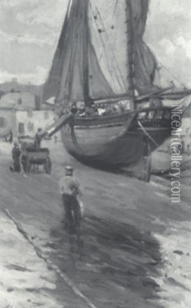 The Dockyard, Valendam, Holland Oil Painting - Abbott Fuller Graves