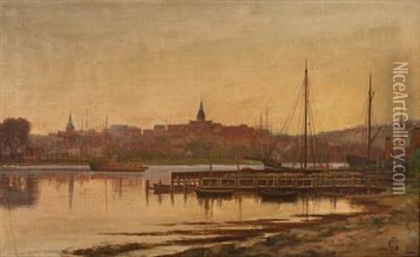 View From Svendborg, Denmark Oil Painting - Christian Bernh. Severin Berthelsen