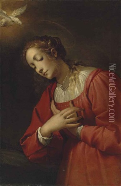 The Virgin Annunciate Oil Painting - Pier Francesco (il Morazzone) Mazzuchelli