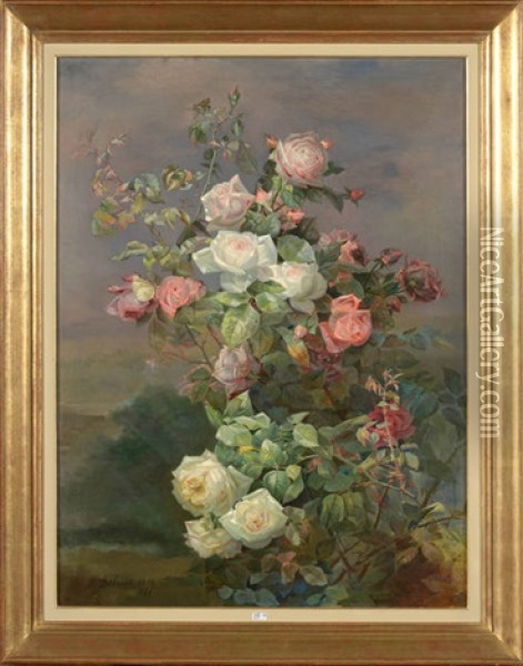 Gerbe De Roses Oil Painting - Alexandre Debrus