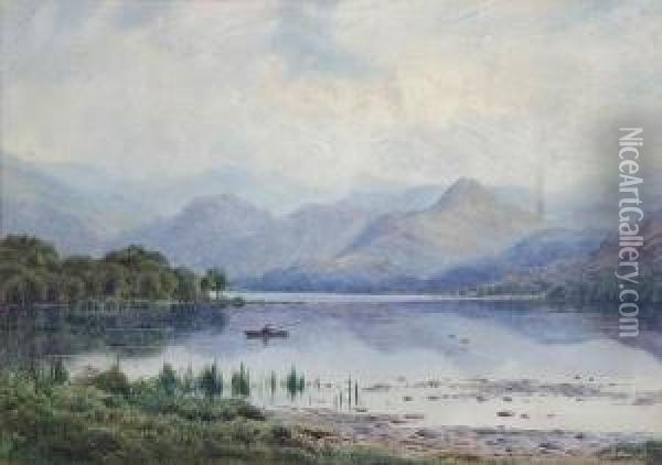Peace, Bassenthwaite Lake And The Keswick Fells, From Bowness Point Oil Painting - Edward Horace Thompson