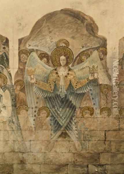 Study of the wall paintings at the Chapter House 12 Oil Painting - John Carter