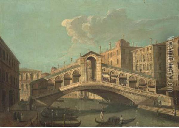 Vue Du Pont Du Rialto Sur Le Grand Canal A Venise Oil Painting - Michele Marieschi