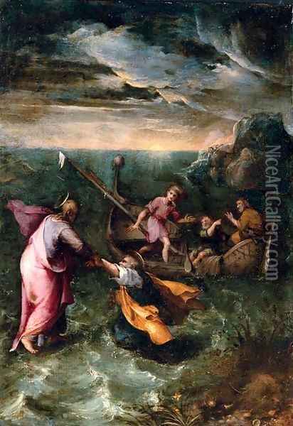 Christ calming the storm on the Sea of Galilee Oil Painting - Girolamo Muziano Brescia
