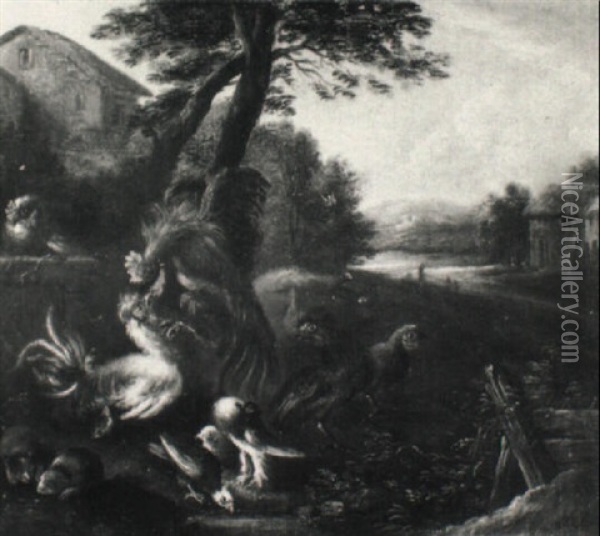 Geflugel In Einer Landschaft Oil Painting - Adriaen de Gryef