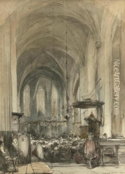 Interior Of The Jacobskerk, Utrecht Oil Painting - Johannes Bosboom