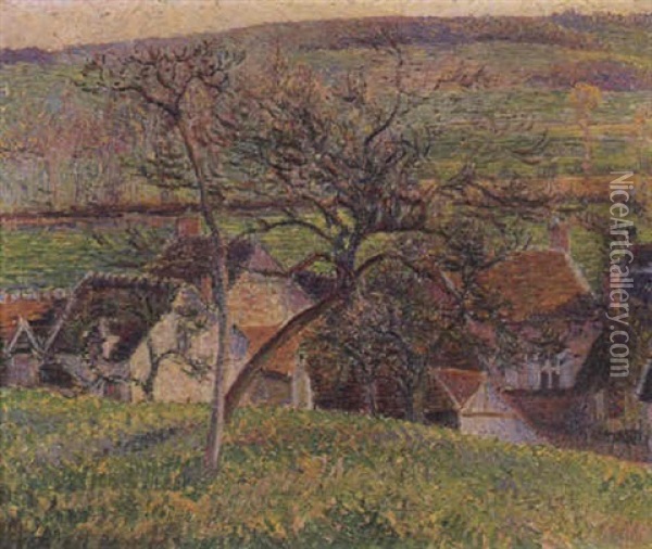 Un Verger A Baizcourt Oil Painting - Lucien Pissarro