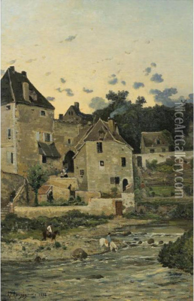 Les Bords De L'aumance A 
Herisson [ ; By The Aumance River, Herisson ; Oil On Canvas ; Signed And
 Dated 1872. Authenticated By Mrs Hellebranth.] Oil Painting - Henri-Joseph Harpignies