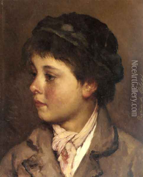 Head of a Young Boy Oil Painting - Eugene de Blaas