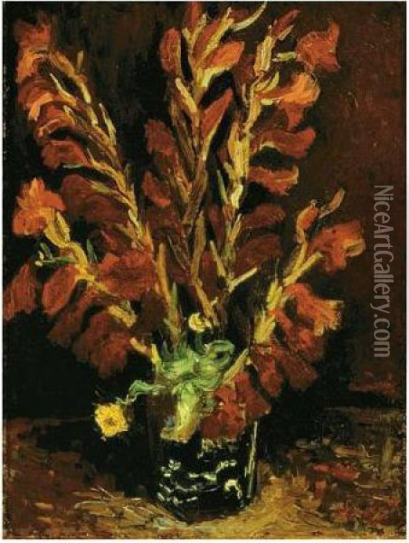 Nature Morte: Vase Aux Glaieuls Oil Painting - Vincent Van Gogh