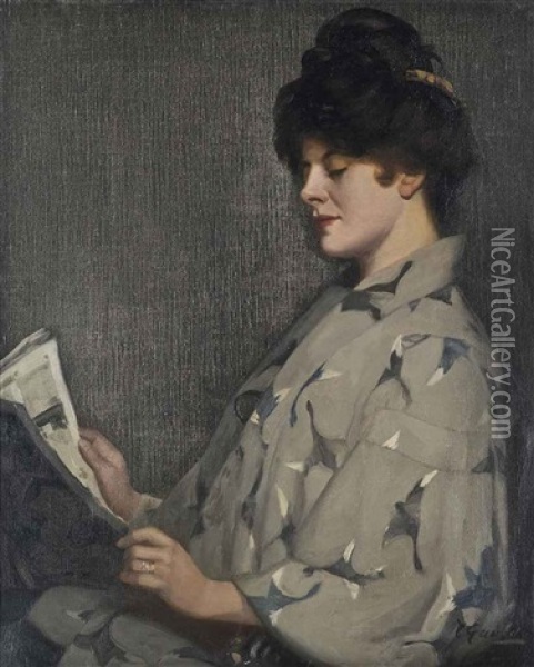 Portrait Of A Lady, Thought To Be Irene Vanburgh Oil Painting - David Gauld