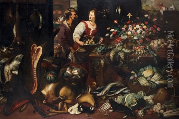 Deux Interieurs De Cuisine (pair) Oil Painting - Jan van Kessel the Elder