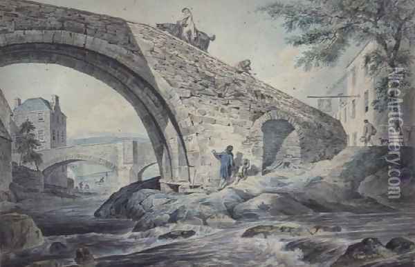 View of the Bridges at Hawick Oil Painting - Charles, I Catton
