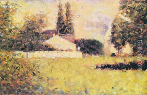 House between the trees Oil Painting - Georges Seurat