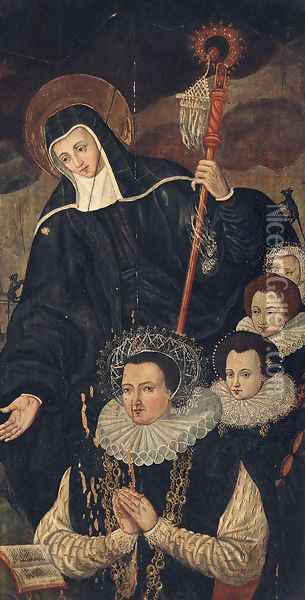 Saint Gertrude of Nivelle with female donor Oil Painting - Flemish School