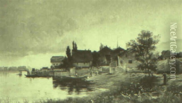 River Side Village Oil Painting - Charles Edouard du Bois