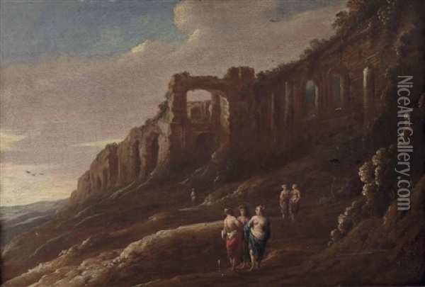 Zusammentreffen Von Frauen Unter Romischen Ruinen Oil Painting - Nicolaes de (Stocade) Helt