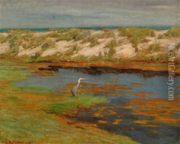Landschaft Mit Reiher Oil Painting - Vilhelm Theodor Fischer