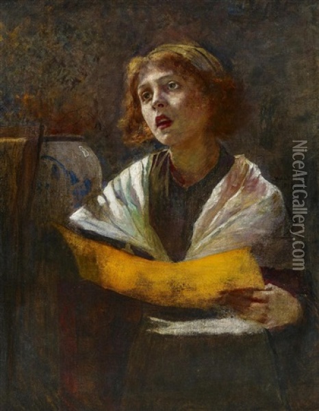 Singendes Madchen Oil Painting - Walter Firle