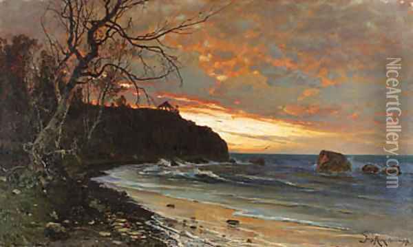 Rocky Seashore Oil Painting - Iulii Iul'evich (Julius) Klever