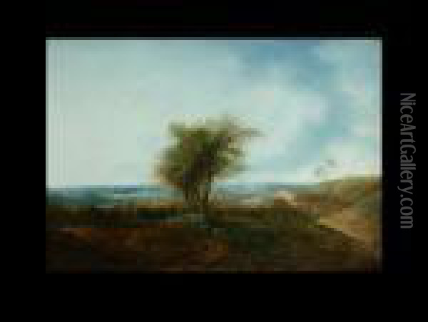 Hugelige Landschaft Mit Baum Und Hirten Oil Painting - Johann Christian Klengel