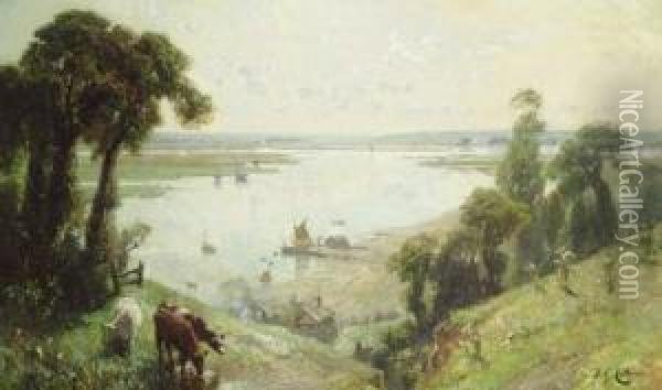 Hill Top View, Norfolk Broads Oil Painting - Frederick George Cotman