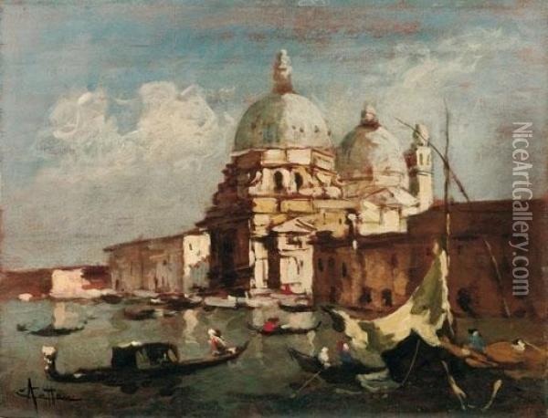 La Chiesa Della Salute A Venezia Oil Painting - Achille Cattaneo