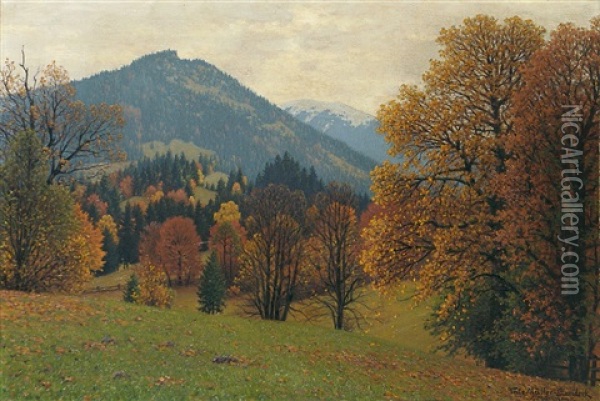 Herbstliche Landschaft Oil Painting - Fritz Mueller-Landeck