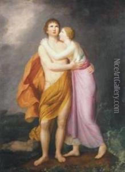 Innamorati Nella Tempesta Oil Painting - Johann Baptist the Elder Lampi