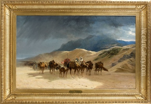 La Caravane Oil Painting - Eugene Alexis Girardet