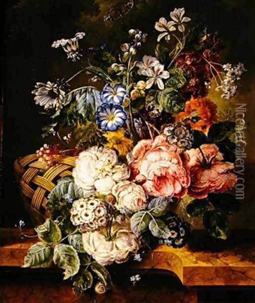 Still life with flowers 1813 Oil Painting - Johannes or Jacobus Linthorst