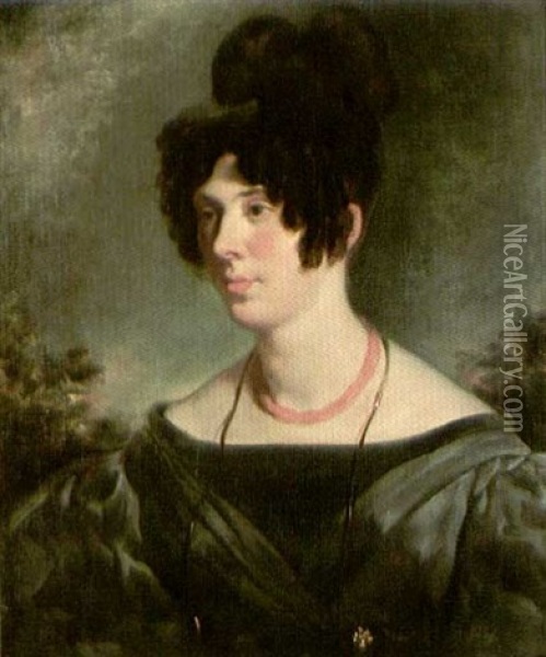 Portrait Said To Be The Marquise De Sauvigny Oil Painting - Francois Joseph Kinsoen