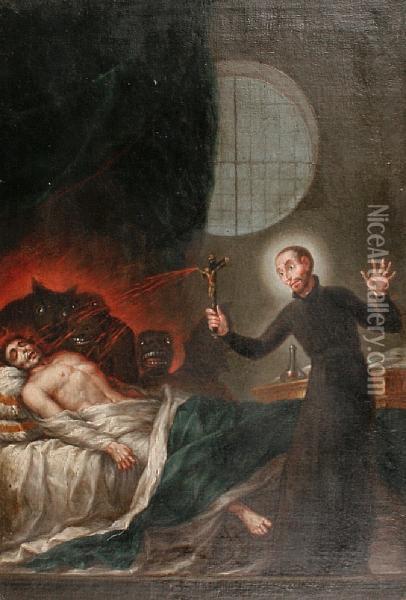 Saint Francis Borgia Exorcising Oil Painting - Francisco De Goya y Lucientes