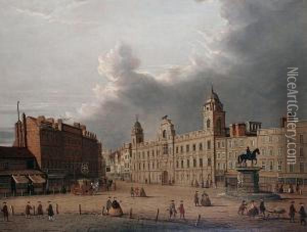 A View Of Northumberland House And Charing Cross; And A View Of Westminster Hall Oil Painting - Paul, John Dean