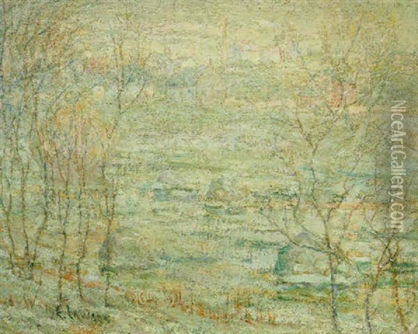 Spring Landscape, Harlem River Oil Painting - Ernest Lawson