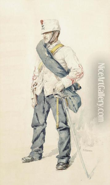 Two Studies Of Italian Soldiers (one Illustrated) Oil Painting - Jean-Louis-Ernest Meissonier