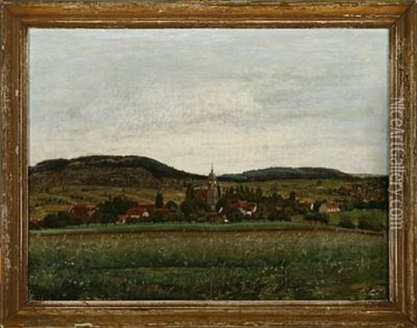 Landscape From Lohmen Near Dresden Oil Painting - Fritz (Georg Urban F.) Juergensen