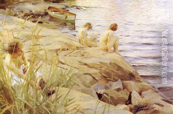 Ute (Out) Oil Painting - Anders Zorn