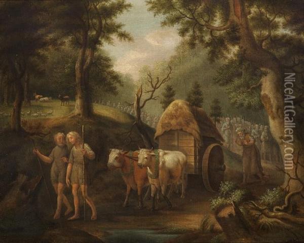 A Scene From Prehistoric Denmark Oil Painting - Christian August Lorentzen
