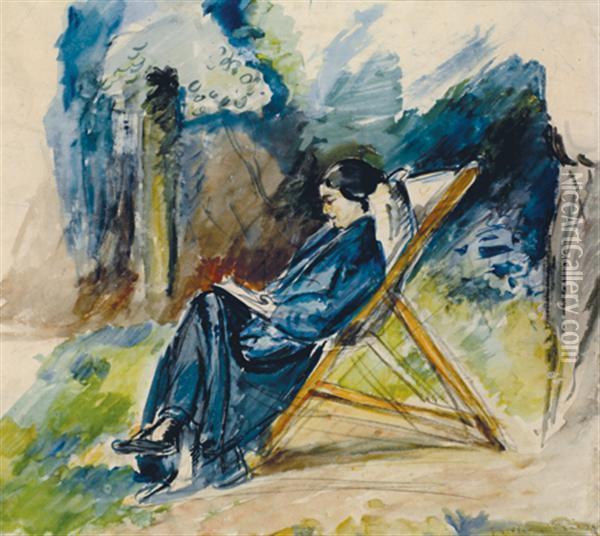 Femme Lisant Au Jardin Oil Painting - Emile-Othon Friesz