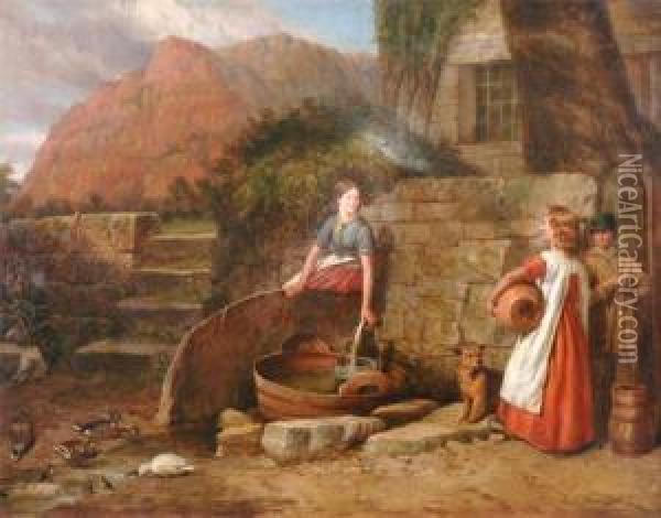 Drawing Water From A Well Oil Painting - Charles Landseer