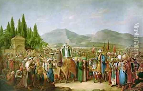 Emir Bechir Shihab II Ruler of the Lebanon Rendering Homage to Ibrahim Pasha before St Jean dAcre in 1831 Oil Painting - George Emmanuel Opitz