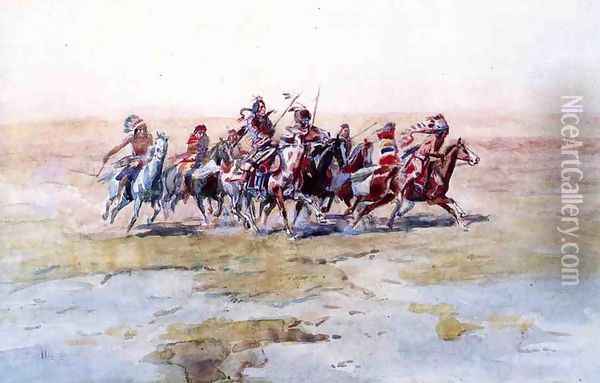 Cree War Party Oil Painting - Charles Marion Russell