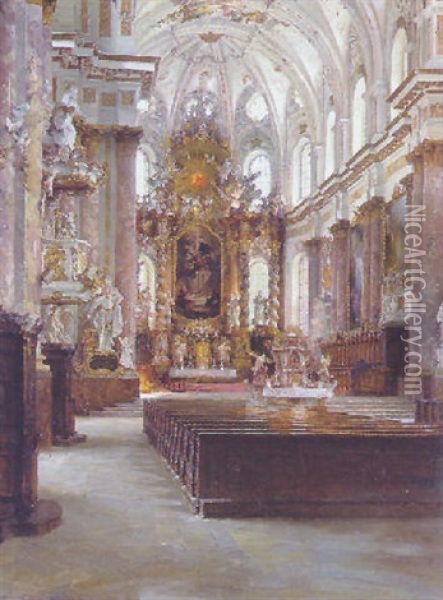 Innenansicht Der Klosterkirche In Furstenfeld Oil Painting - Rudolf Huthsteiner