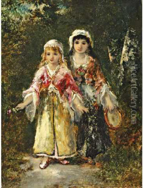 Jeunes Beautes En Foretde Barbizon Oil Painting - Narcisse-Virgile D Az De La Pena